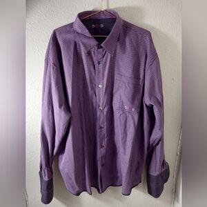 Men's COOGI Reversible Micro Plaid Purple Multi Colon Button Shirt 4X